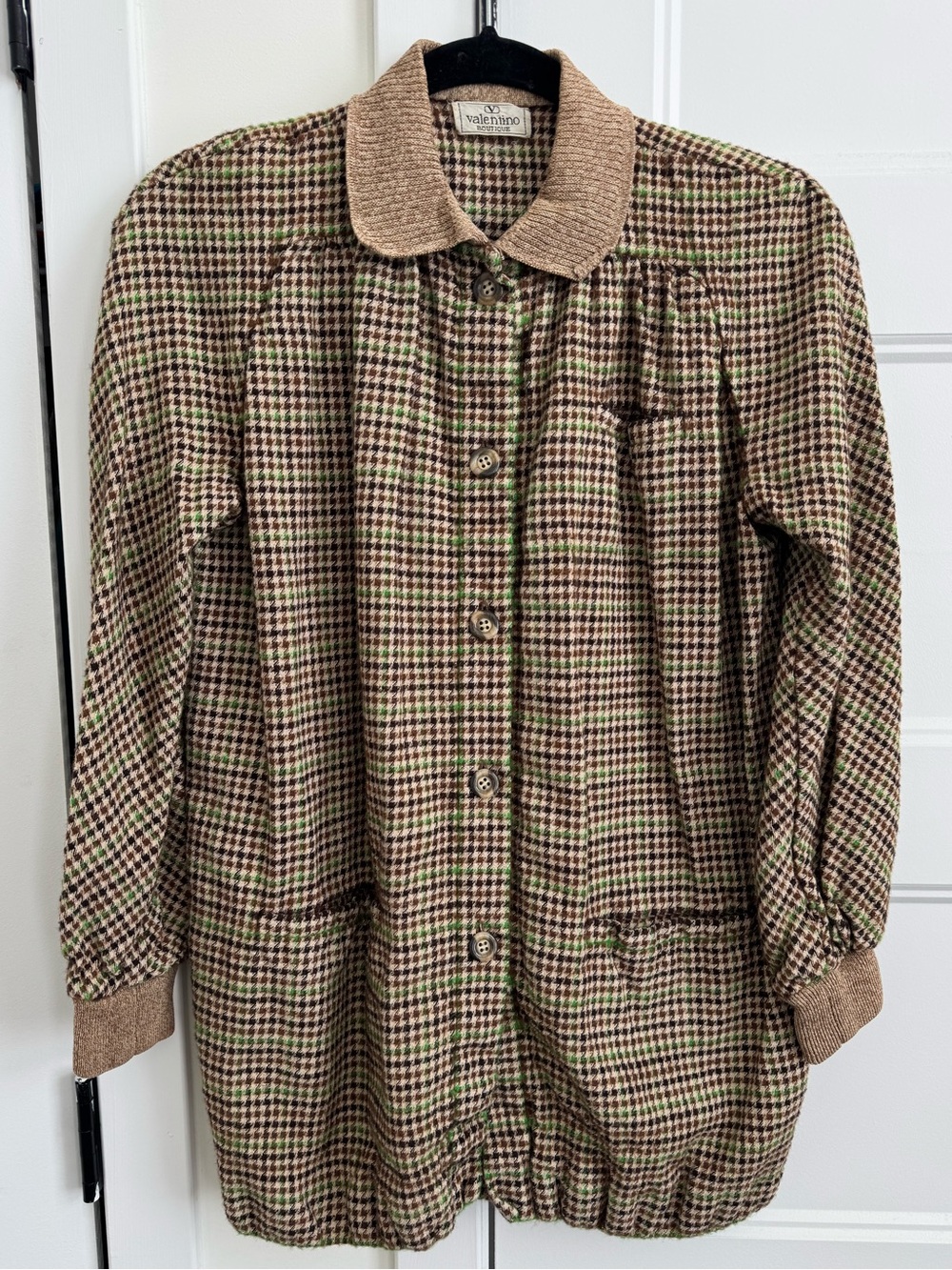 Valentino Boutique Vintage Houndstooth Pied-de-Poule Woven Button Up Jacket